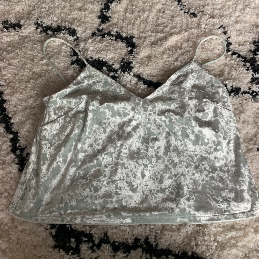 H&M Velvet Cami Tank Mint Green